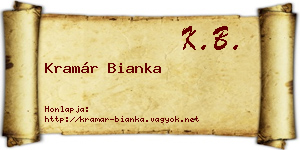 Kramár Bianka névjegykártya